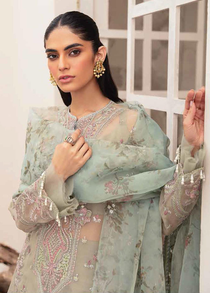 La Fuschsia By Afrozeh Embroidered Organza Suits Unstitched 3 Piece AF23LF 004 Mavi - Festive Collection