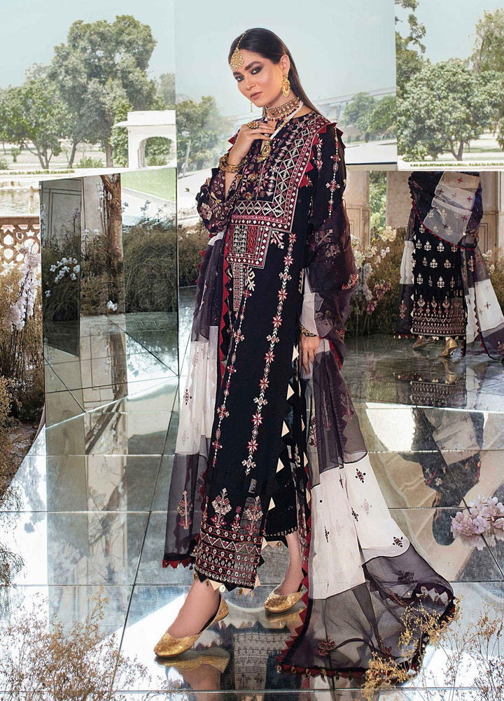 Afrozeh Embroidered Lawn Suits Unstitched 3 Piece AF21L 01 Smokey Oynx - Luxury Collection