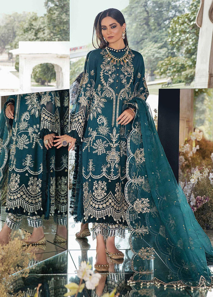 Afrozeh Embroidered Lawn Suits Unstitched 3 Piece AF21L 10 Cobalt Sky - Luxury Collection
