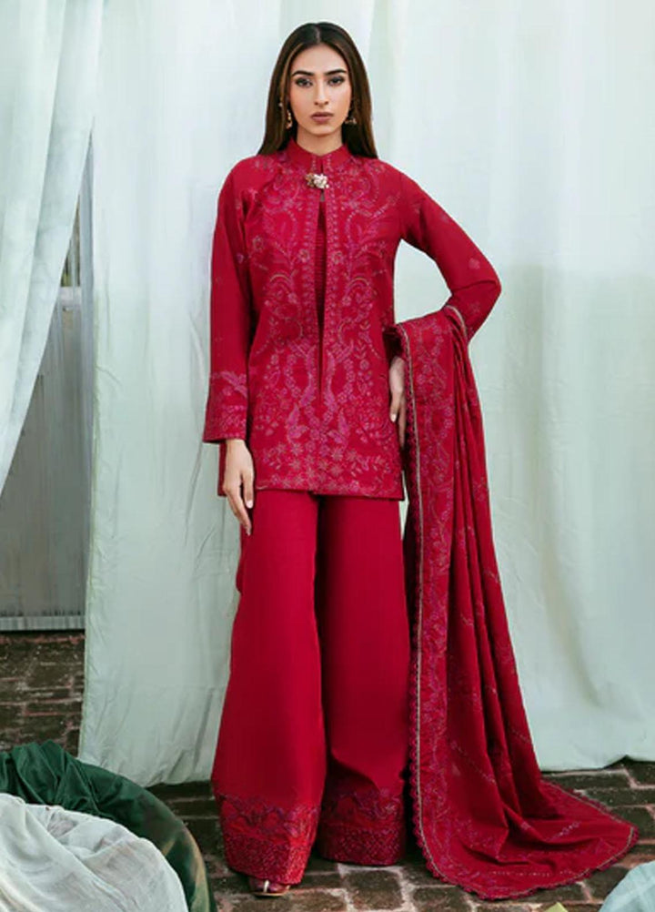 Afsanay By Florent Embroidered Khaddar Suits Unstitched 3 Piece FL23LCK FLK-7B - Winter Collection