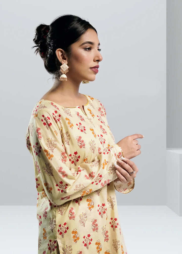 Ahlam by Safa Textiles Pret Cambric 2 Piece Suit Beige