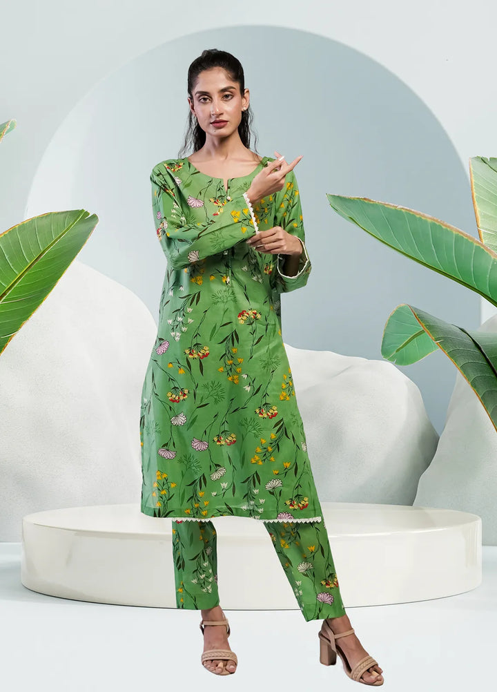 Ahlam by Safa Textiles Pret Cambric 2 Piece Suit Pastel Green