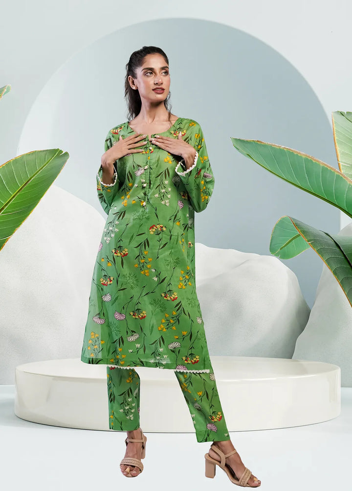 Ahlam by Safa Textiles Pret Cambric 2 Piece Suit Pastel Green