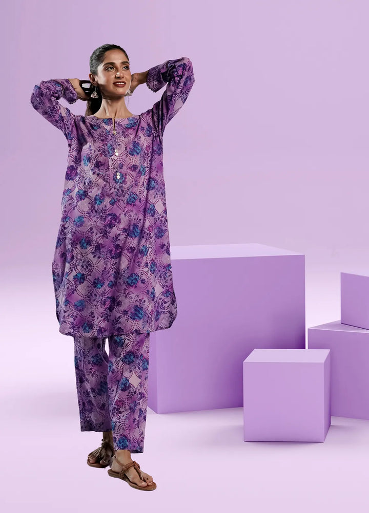 Ahlam by Safa Textiles Pret Cambric 2 Piece Suit Periwinkle