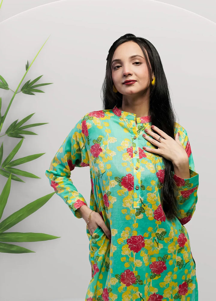 Ahlam by Safa Textiles Pret Cambric 2 Piece Suit Seafoam