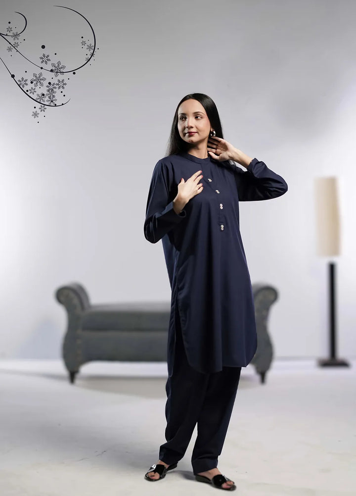 Ahlam by Safa Textiles Pret Wash n Wear 2 Piece Suit Navy Luxe