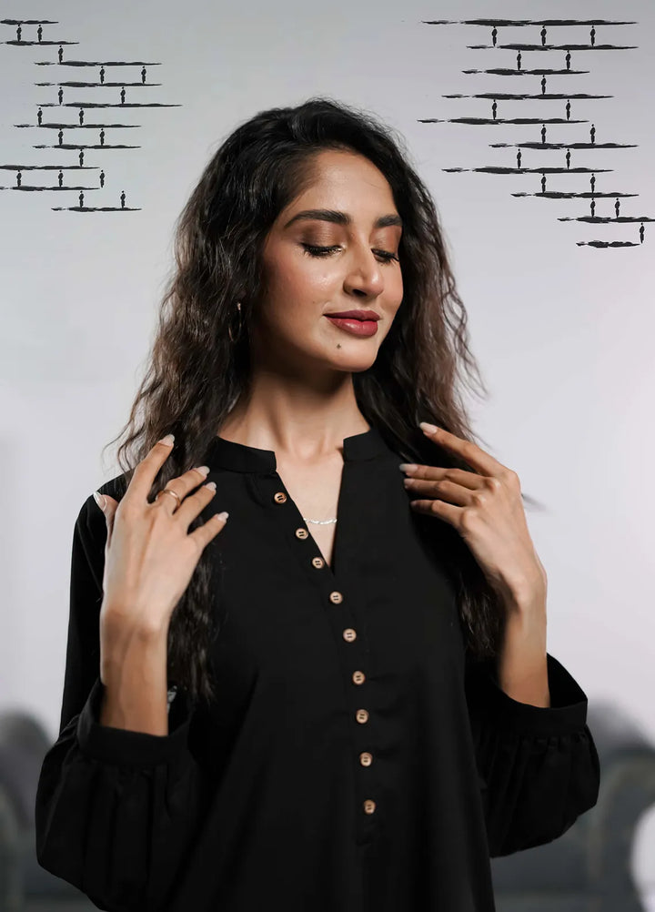 Ahlam by Safa Textiles Pret Wash n Wear 2 Piece Suit Noir