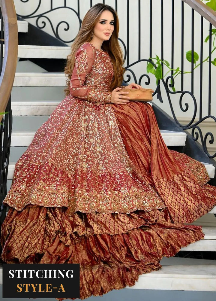 AIK Atelier Embroidered Zari Net Suits Unstitched 3 Piece AIK24WF2 Look 08 - Wedding Collection