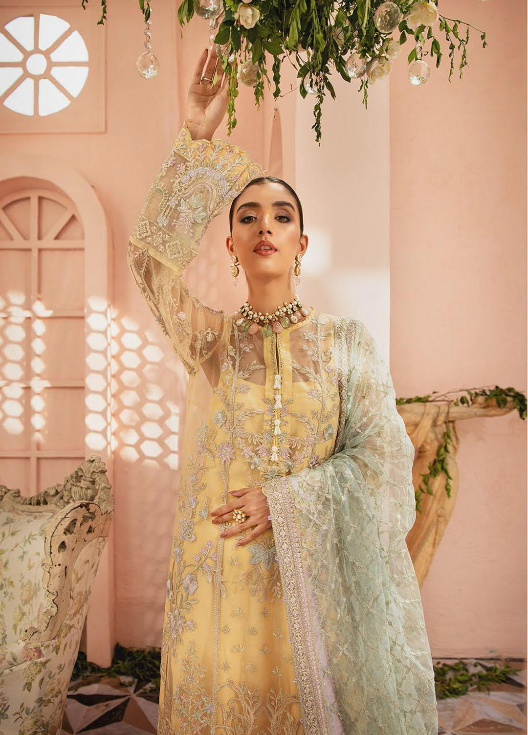 AIK Atelier Embroidered Net Suits Unstitched 3 Piece AIK22MT Look 09 - Luxury Collection