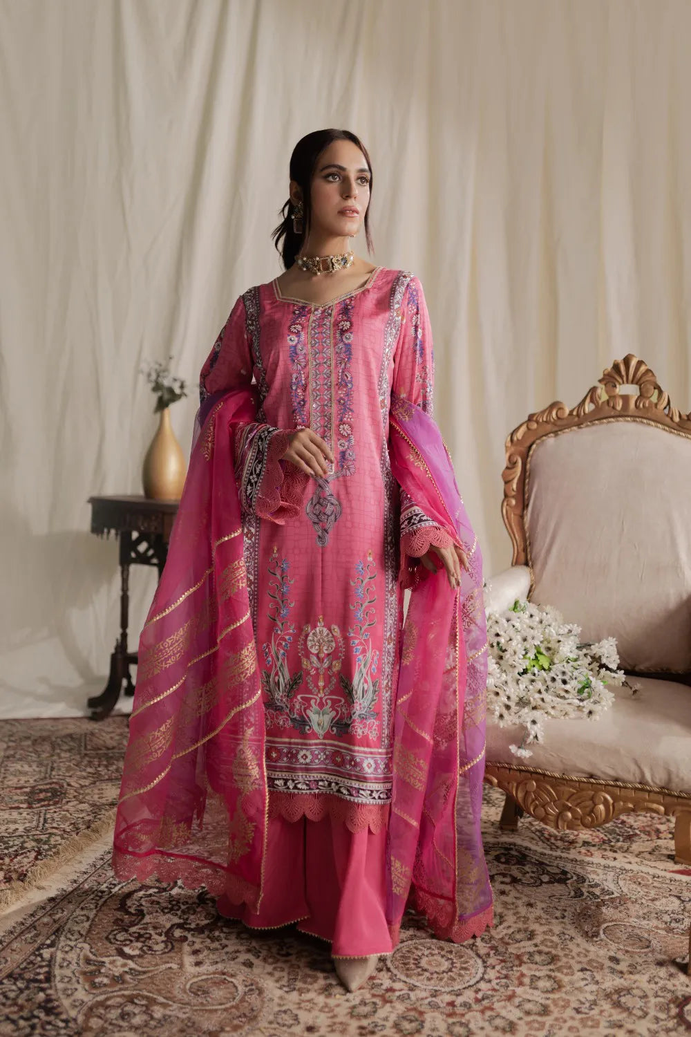Aisha Fatema Luxury Pret  Organza 2 Piece Lobelia
