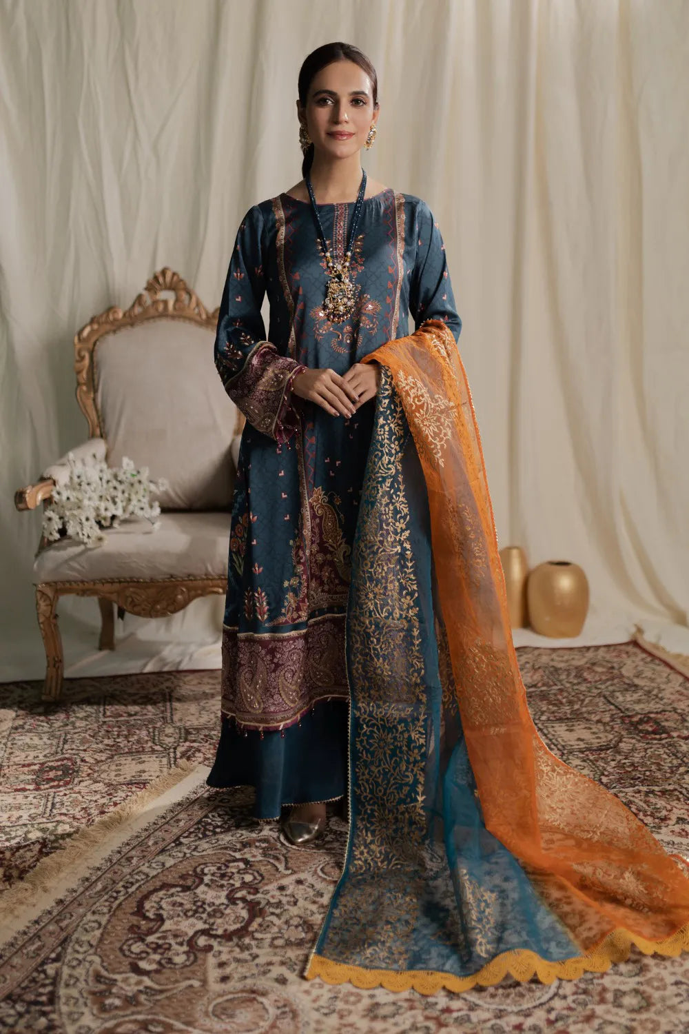 Aisha Fatema Luxury Pret Embroidered Chiffon 2 Piece Suit PALE ROSE ANGRAKHA