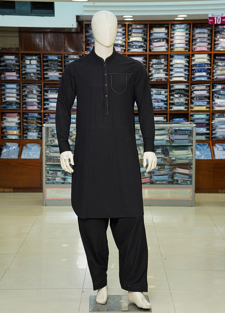 Aizaz Zafar Wash N Wear Formal Kameez Shalwar for Men -  D-685 Black-1