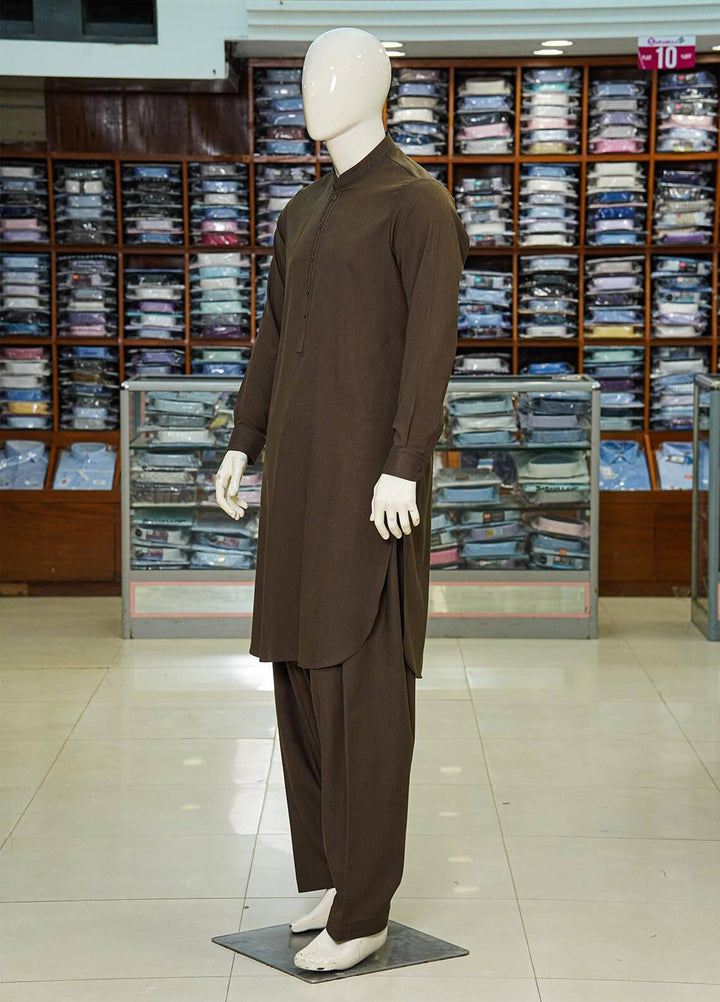 Aizaz Zafar Wash N Wear Formal Kameez Shalwar for Men -  D-85 Brown