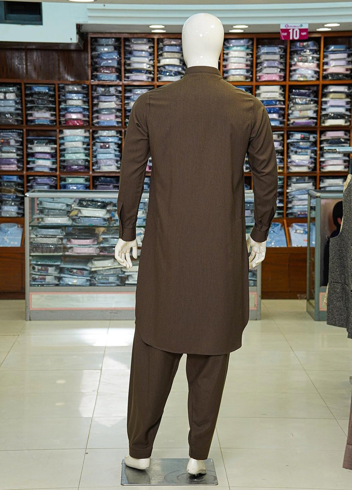 Aizaz Zafar Wash N Wear Formal Kameez Shalwar for Men -  D-85 Brown