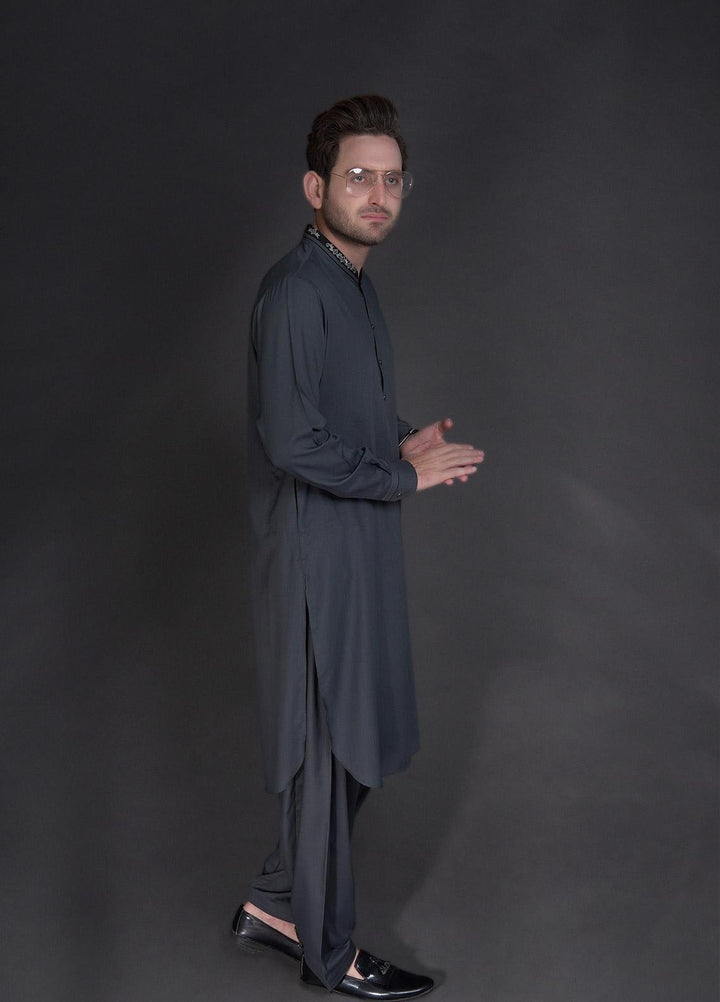 Aizaz Zafar Wash N Wear Formal Kameez Shalwar for Men -  D-685 Grey