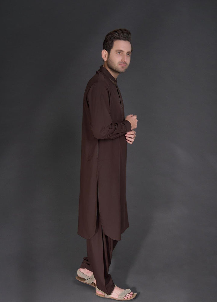 Aizaz Zafar Wash N Wear Formal Kameez Shalwar for Men -  D-685 Dark Brown
