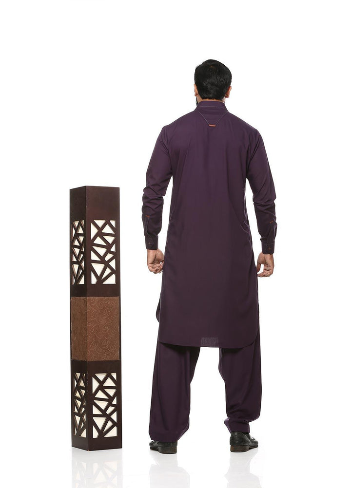 Aizaz Zafar Wash N Wear Formal Men Kameez Shalwar -  D-685 Dark Purple