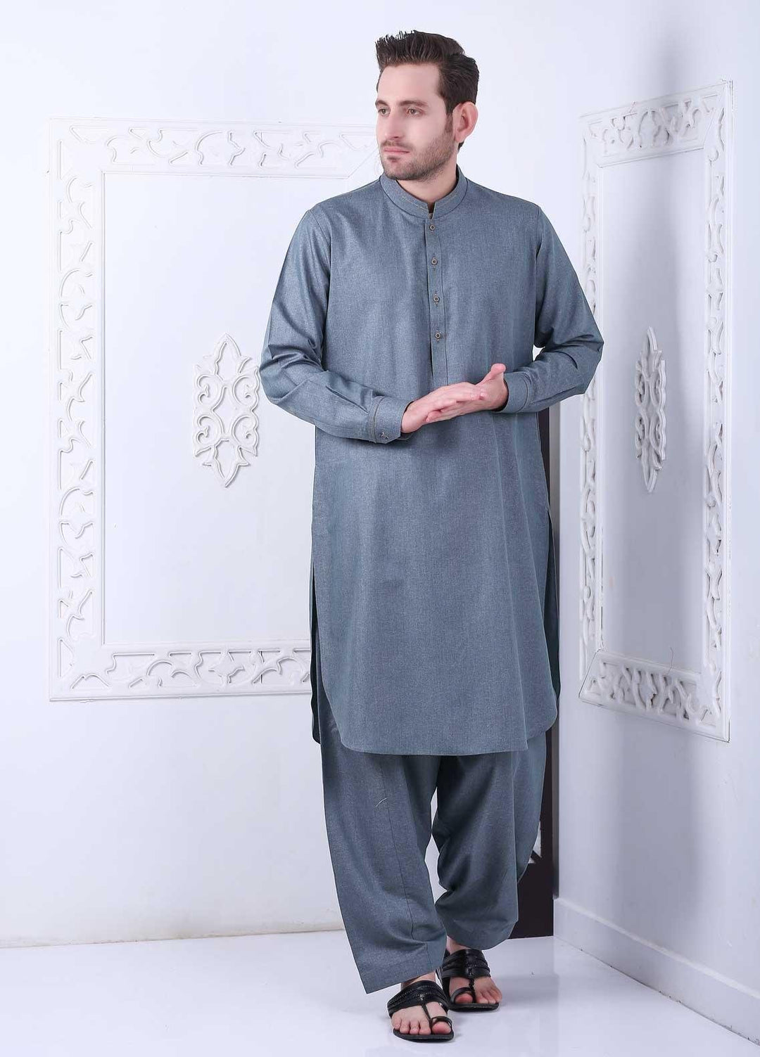 Aizaz Zafar Wash N Wear Formal Shalwar Kameez for Men - AZ21FM D-685 Green