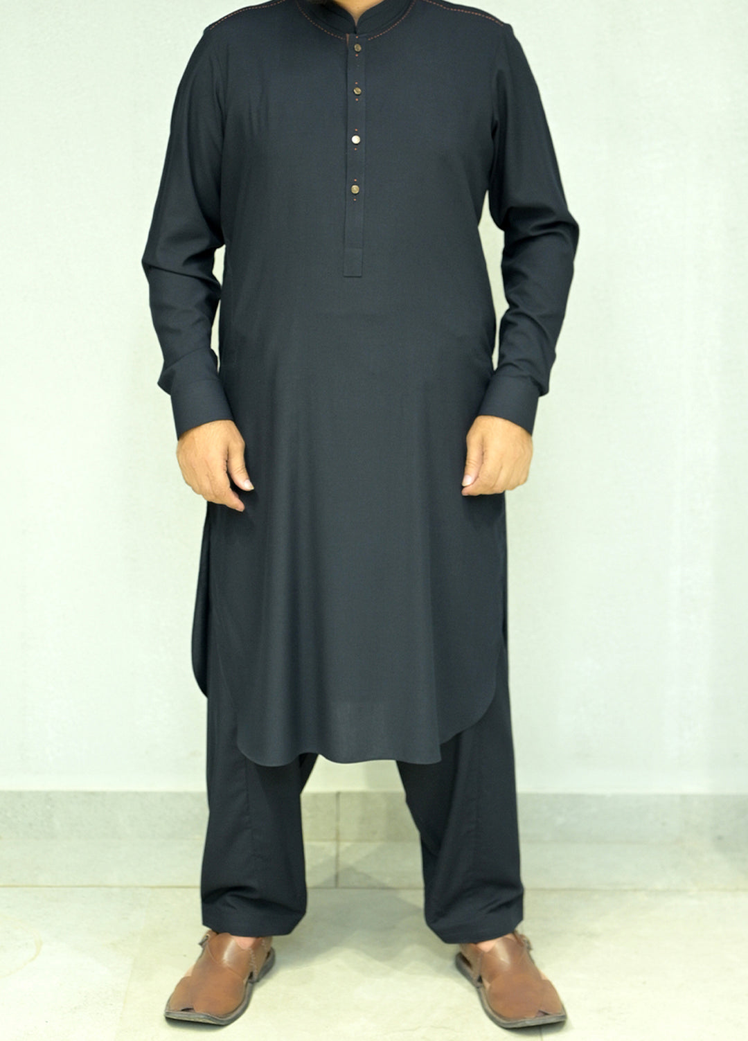 Aizaz Zafar Pret Plain wash N wear Shalwar-Kameez D-407 Navy Blue