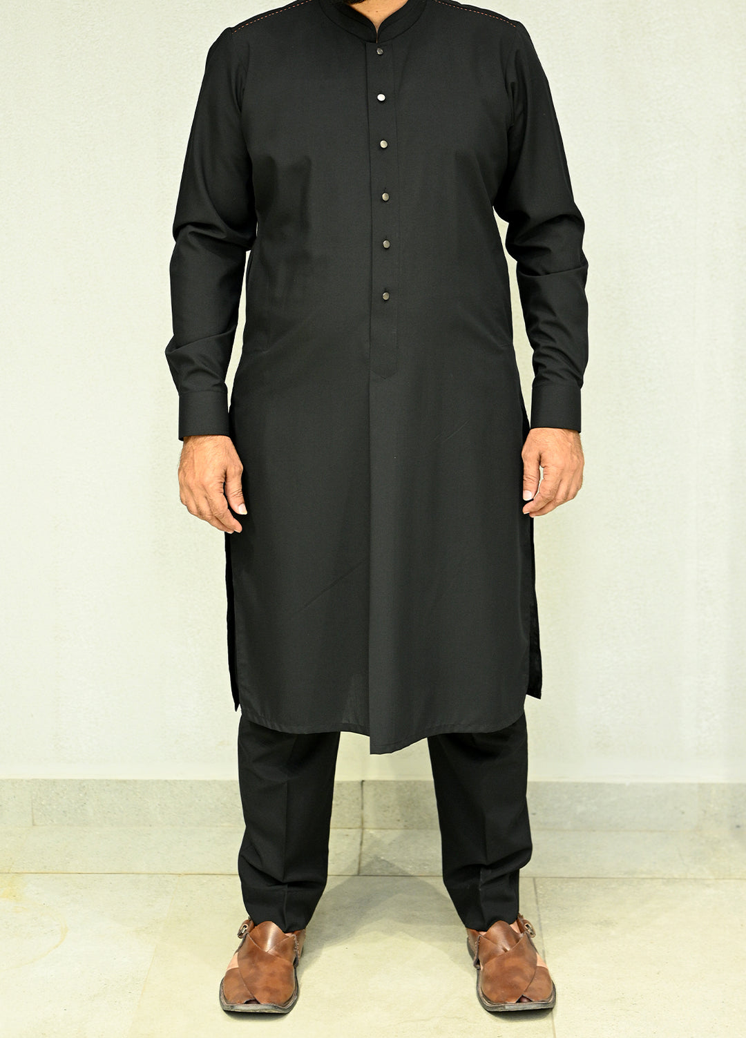 Aizaz Zafar Pret Plain wash N wear Shalwar-Kameez D-686 408 Black