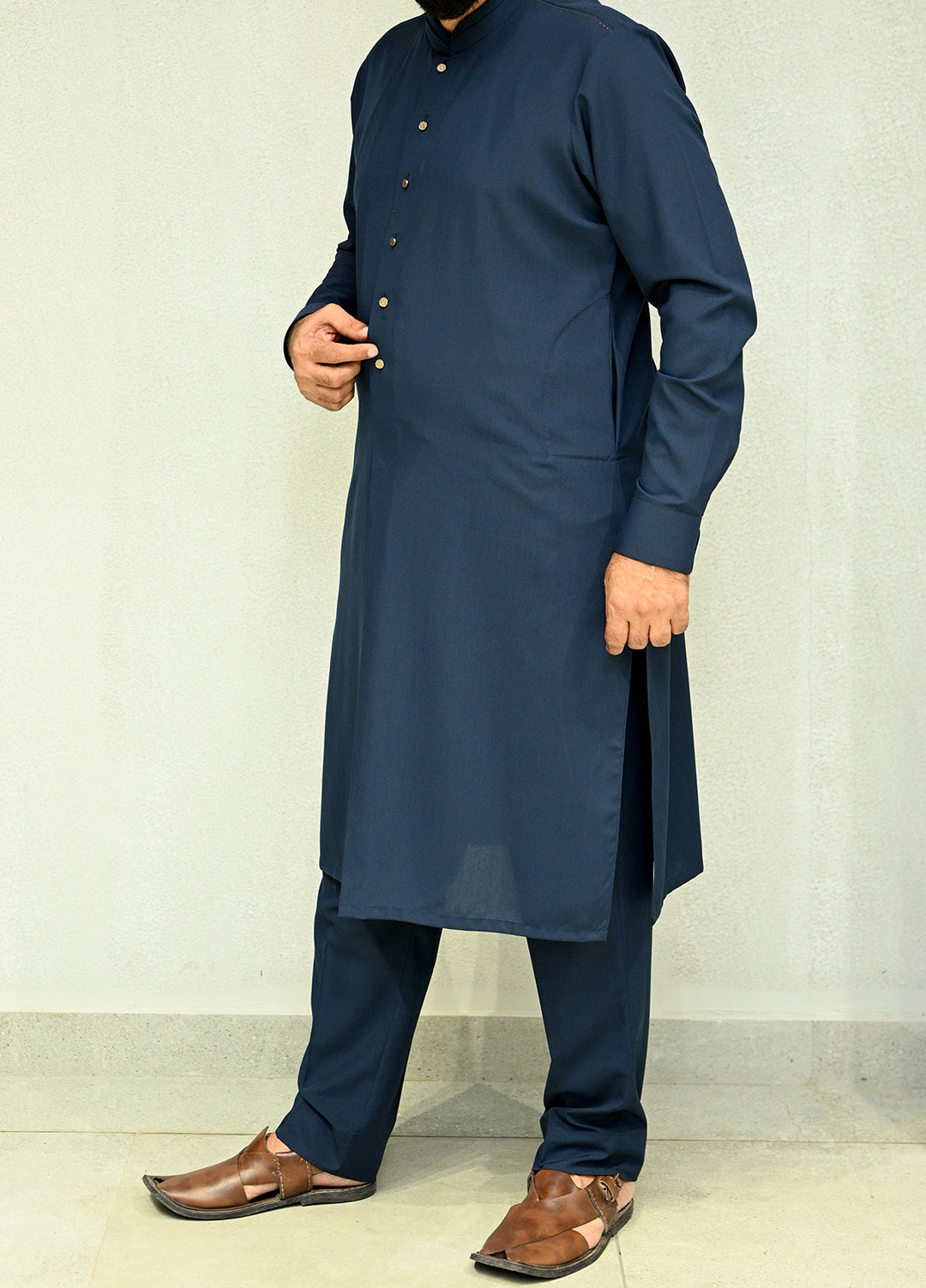 Aizaz Zafar Pret Plain wash N wear Shalwar-Kameez D-686 408 Blue