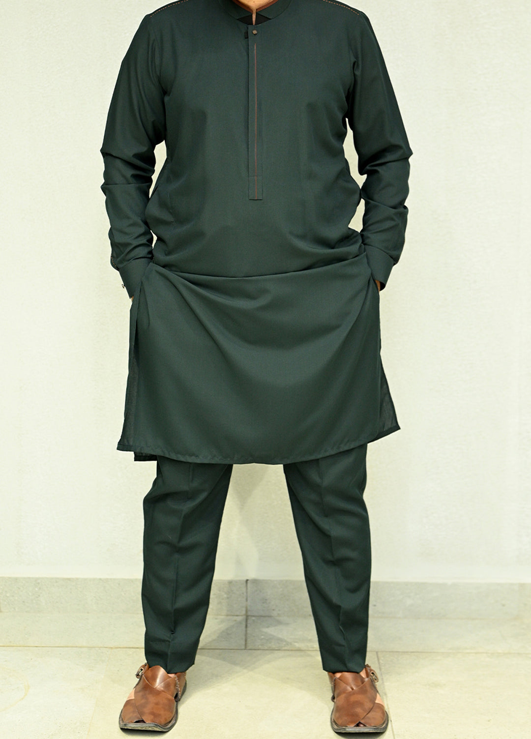 Aizaz Zafar Pret Plain wash N wear Shalwar-Kameez D-686-410 Green