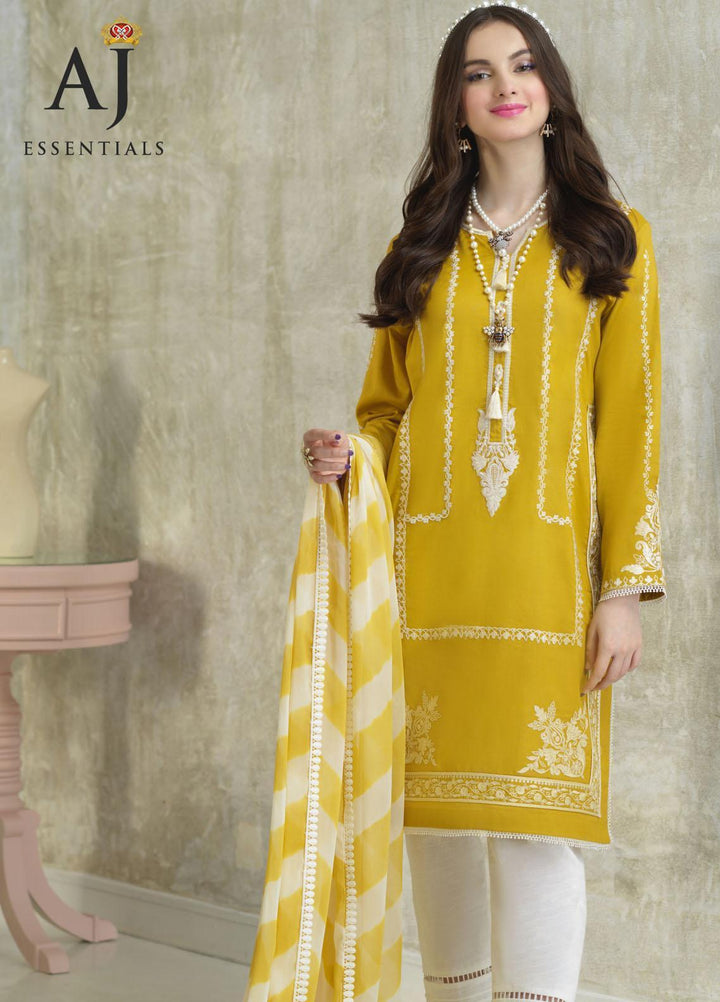 AJ Essentials by Asim Jofa Embroidered Cotton Suits Unstitched 3 Piece AJ22AJ AJES-01 - Summer Collection