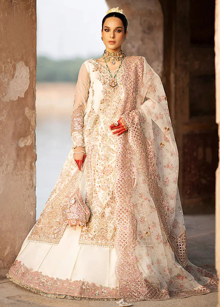 AJR Couture Embroidered Organza Suit Unstitched 3 Piece AJR24LF AFF-07 Dove - Luxury Collection