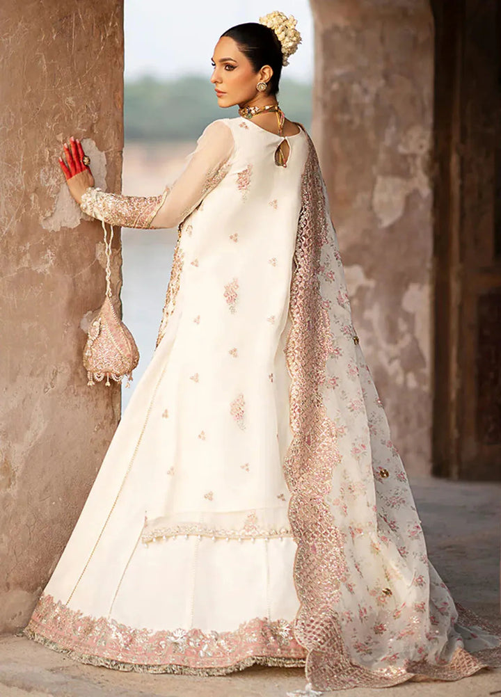 AJR Couture Embroidered Organza Suit Unstitched 3 Piece AJR24LF AFF-07 Dove - Luxury Collection