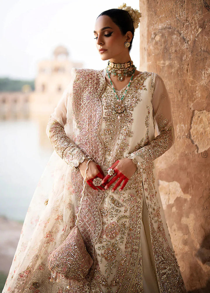 AJR Couture Embroidered Organza Suit Unstitched 3 Piece AJR24LF AFF-07 Dove - Luxury Collection