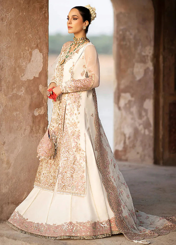 AJR Couture Embroidered Organza Suit Unstitched 3 Piece AJR24LF AFF-07 Dove - Luxury Collection