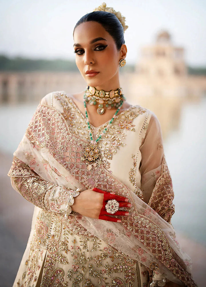 AJR Couture Embroidered Organza Suit Unstitched 3 Piece AJR24LF AFF-07 Dove - Luxury Collection