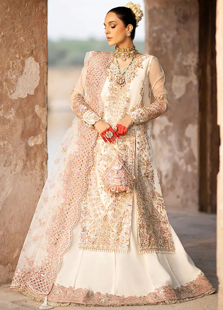 AJR Couture Embroidered Organza Suit Unstitched 3 Piece AJR24LF AFF-07 Dove - Luxury Collection