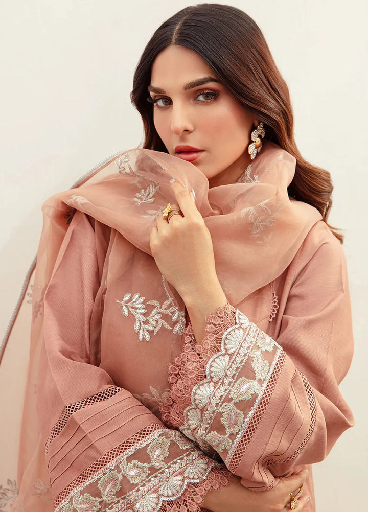 Ajr Couture Pret Embroidered Raw Silk 3 Piece Suit Gladiolus