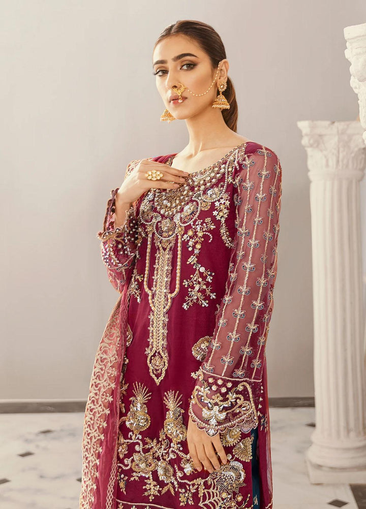 Akbar Aslam Embroidered Net Suits Unstitched 3 Piece AA21F 1338 AGAVE - Festive Collection