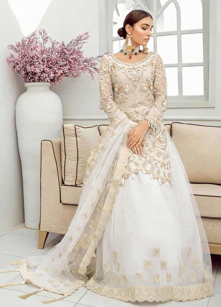 Akbar Aslam Embroidered Net Suits Unstitched 3 Piece AA22F SNOWDROP - Luxury Formals Collection