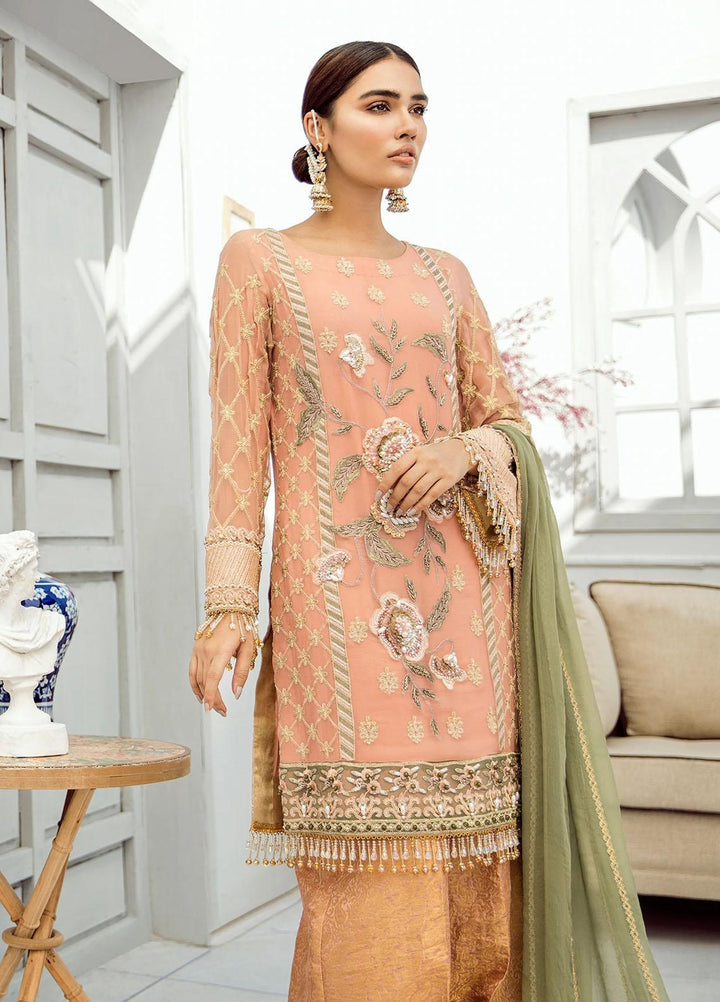 Akbar Aslam Embroidered Chiffon Suits Unstitched 3 Piece AA22F MIMOSA - Luxury Formals Collection
