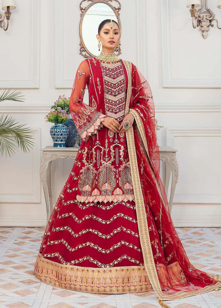 Akbar Aslam Embroidered Net Suits Unstitched 3 Piece AA22F CARNELIAN - Luxury Formals Collection