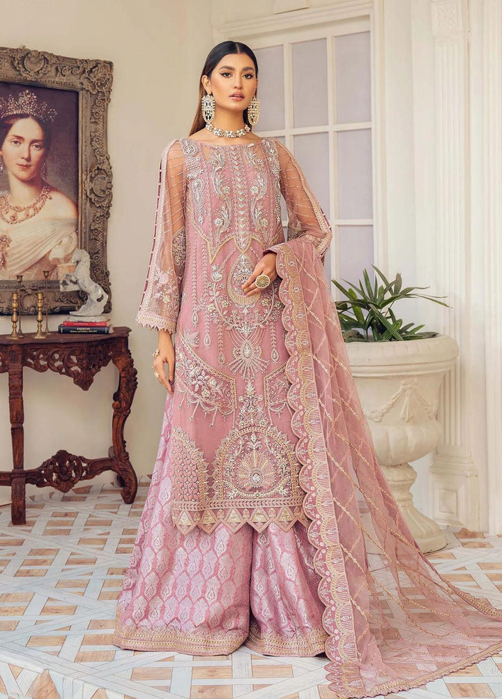 Akbar Aslam Embroidered Net Suits Unstitched 3 Piece AA22F KUNZITE - Luxury Formals Collection