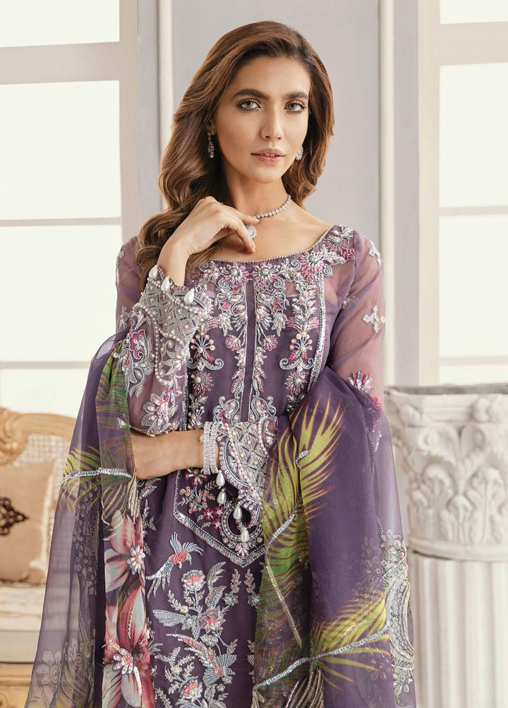 Akbar Aslam Embroidered Organza Suits Unstitched 3 Piece AA21F AAWC-1333 LUPINE - Festive Collection