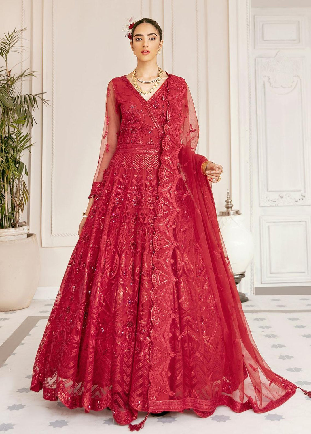 Akbar Aslam Embroidered Net Suits Unstitched 3 Piece AA21F ALTAIR AAWC-1371 - Formals Collection