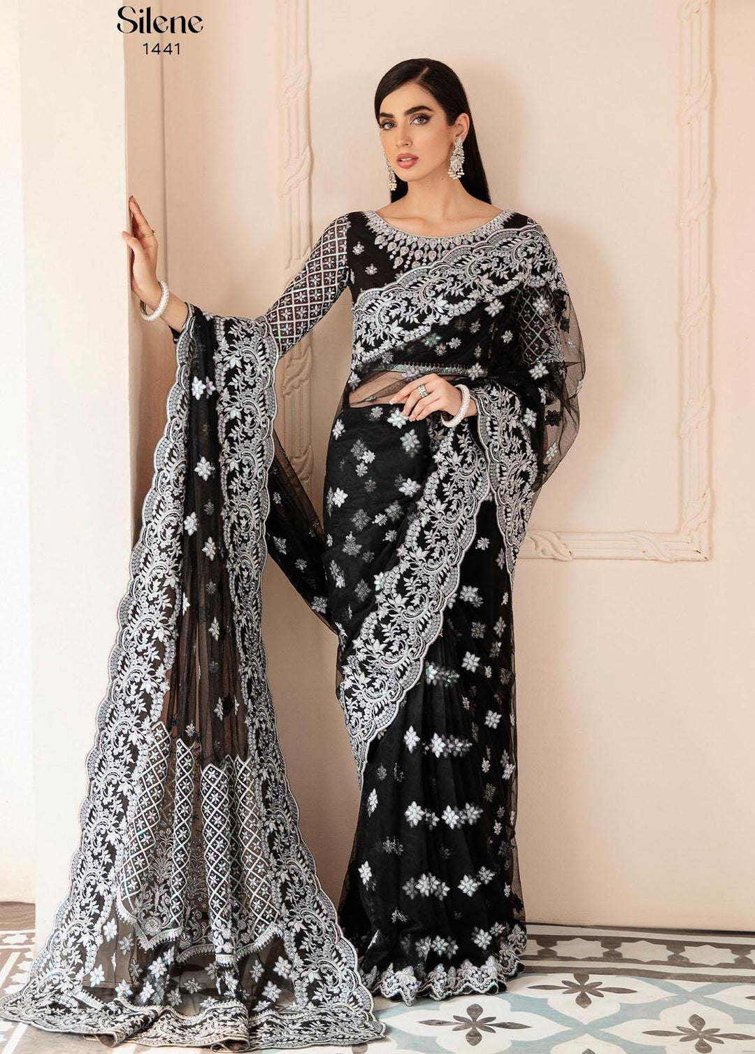 Akbar Aslam Embroidered Net Suits Unstitched 3 Piece AA22WD AA-1441 Silene - Wedding Formal Collection