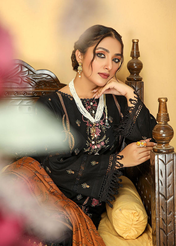Aks by Humdum Embroidered Woolen Suits Unstitched 3 Piece HD22A D-01 - Winter Collection