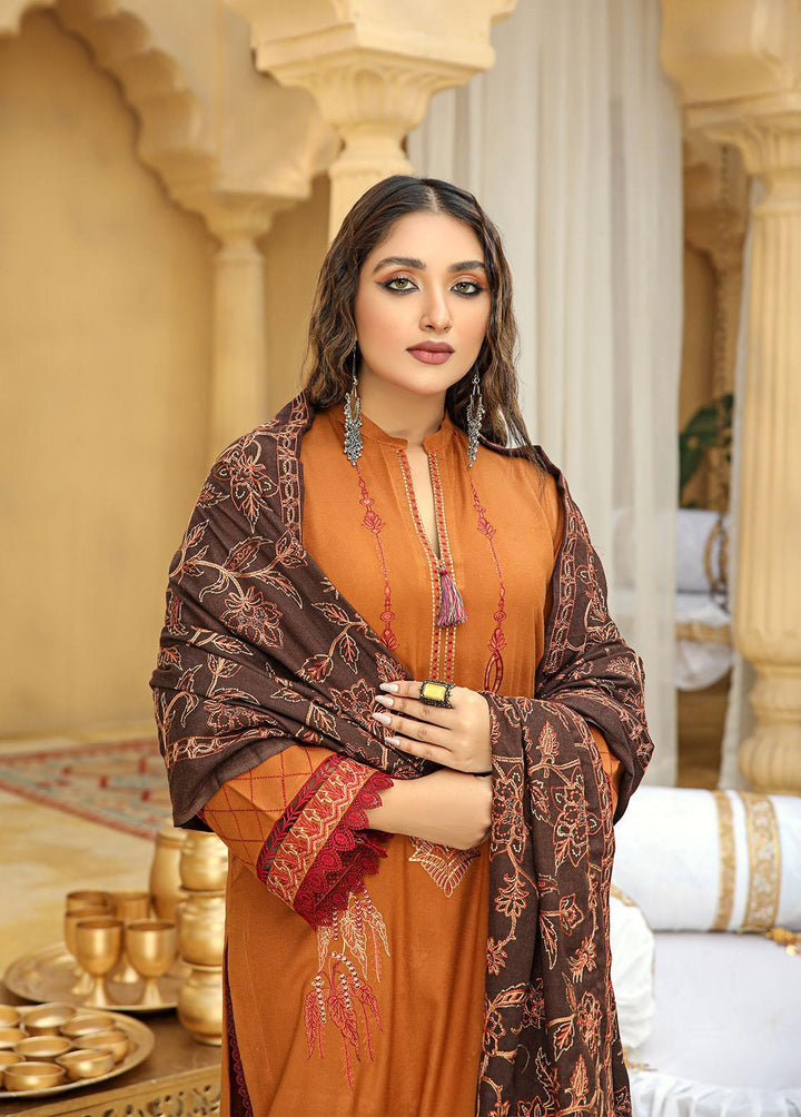 Aks by Humdum Embroidered Woolen Suits Unstitched 3 Piece HD22A D-04 - Winter Collection