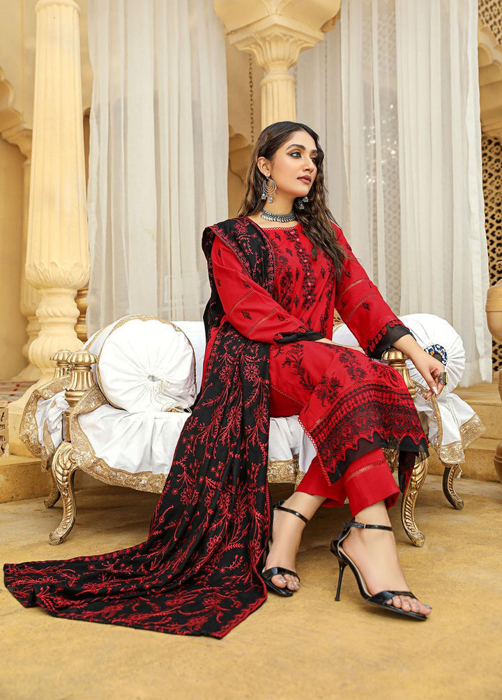 Aks by Humdum Embroidered Woolen Suits Unstitched 3 Piece HD22A D-05 - Winter Collection
