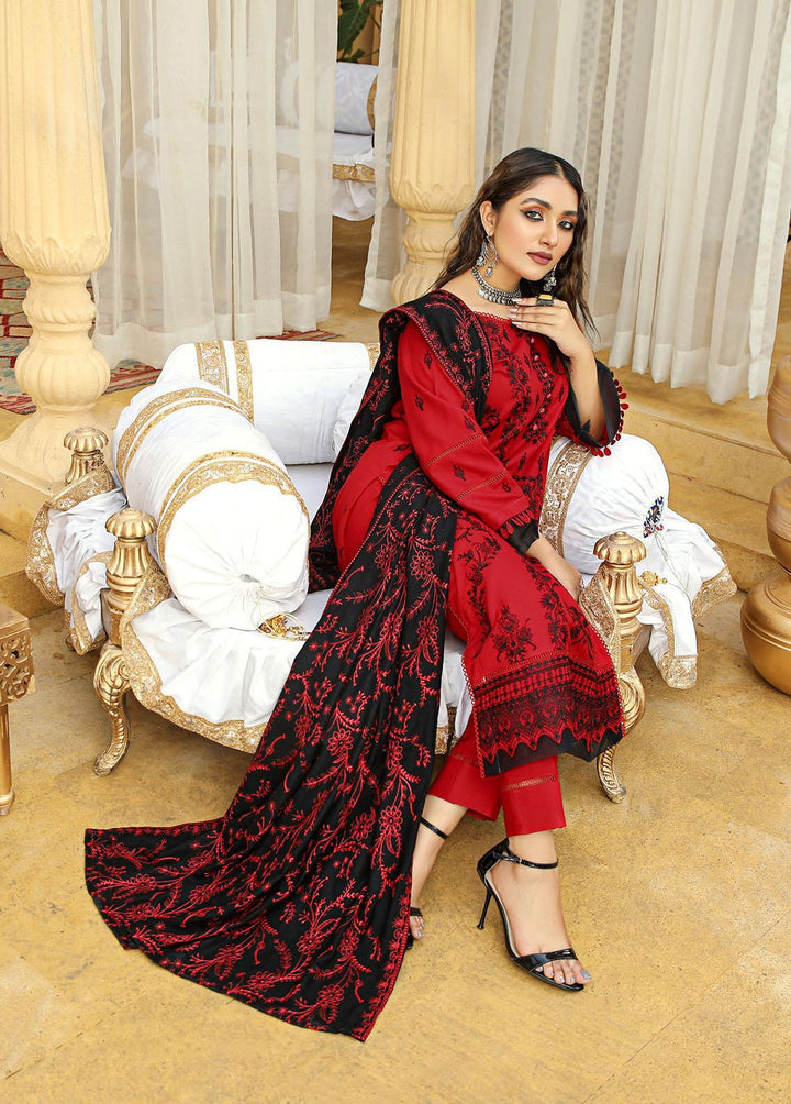 Aks by Humdum Embroidered Woolen Suits Unstitched 3 Piece HD22A D-05 - Winter Collection