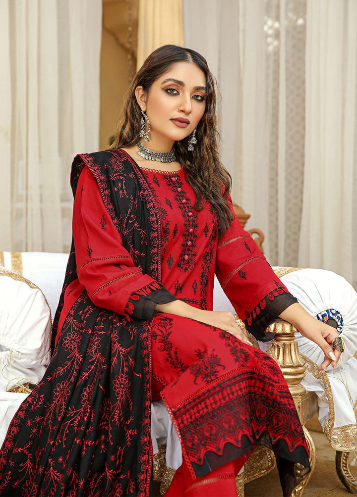 Aks by Humdum Embroidered Woolen Suits Unstitched 3 Piece HD22A D-05 - Winter Collection