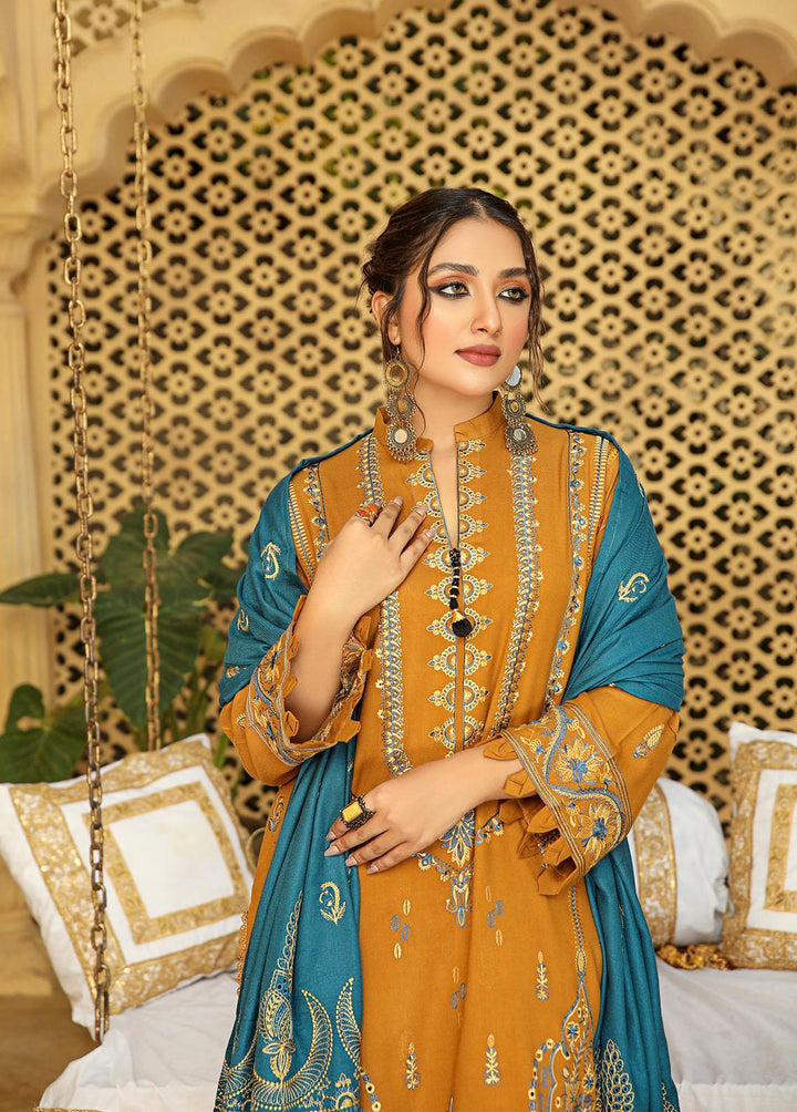 Aks by Humdum Embroidered Woolen Suits Unstitched 3 Piece HD22A D-07 - Winter Collection