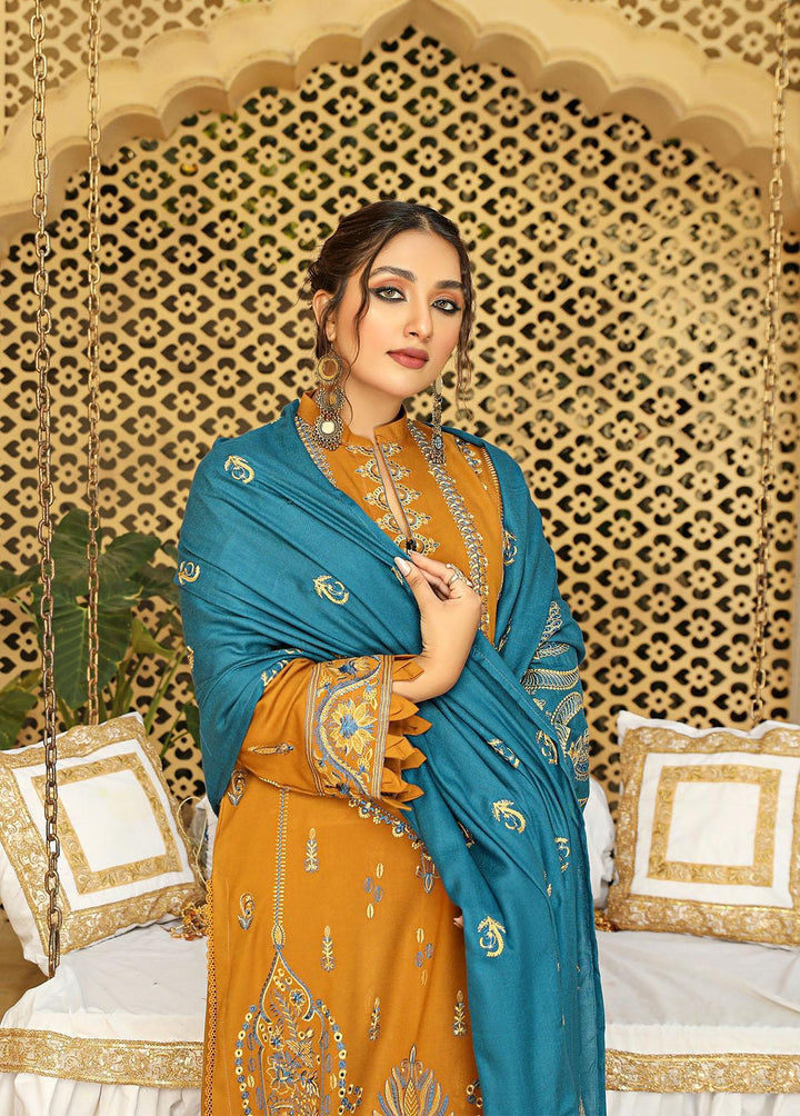 Aks by Humdum Embroidered Woolen Suits Unstitched 3 Piece HD22A D-07 - Winter Collection