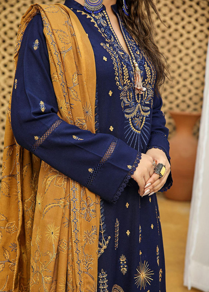 Aks by Humdum Embroidered Woolen Suits Unstitched 3 Piece HD22A D-08 - Winter Collection